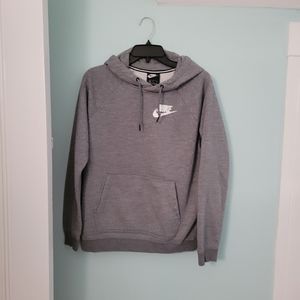 NIKE Sweatshirt grey white logo hooded M